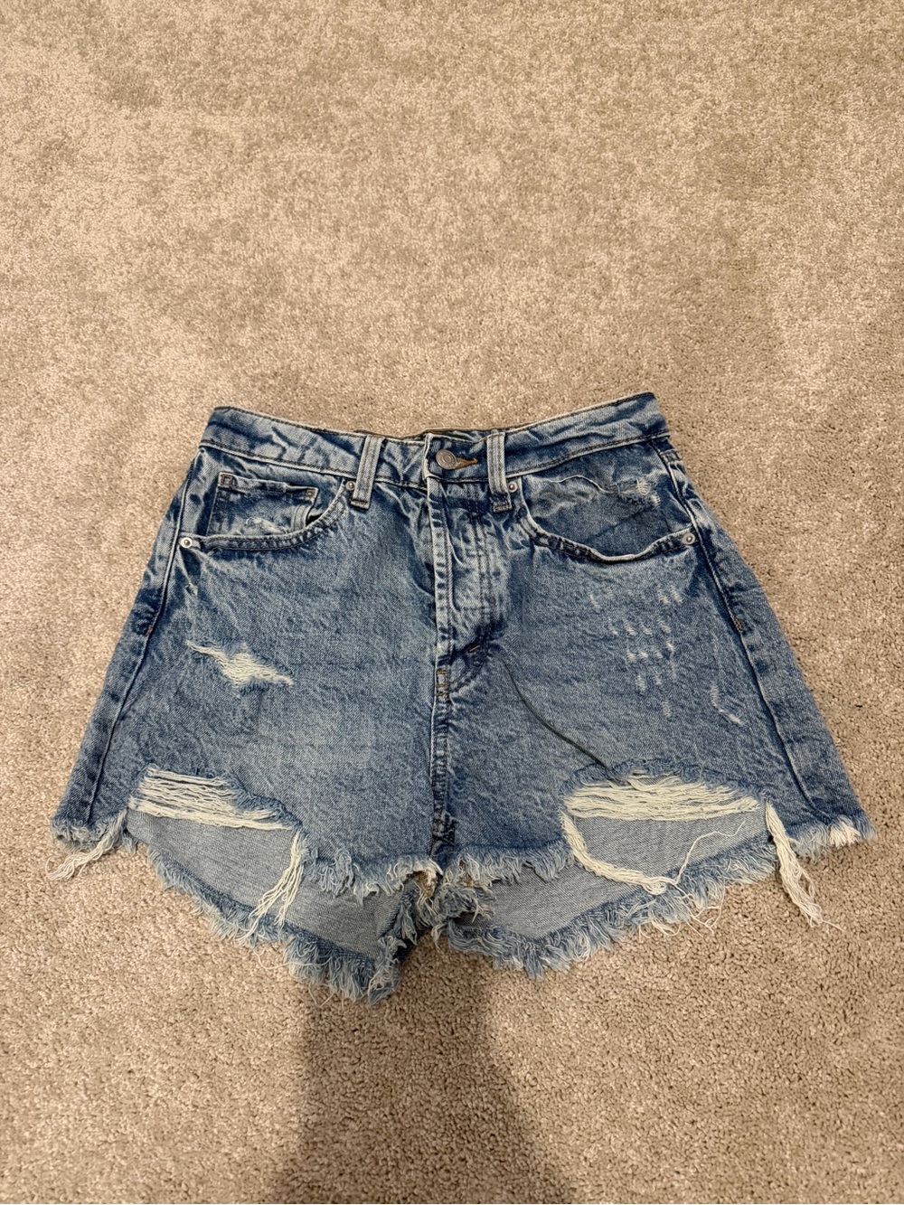 wild fable Distressed Light Blue High-Rise Denim Shorts